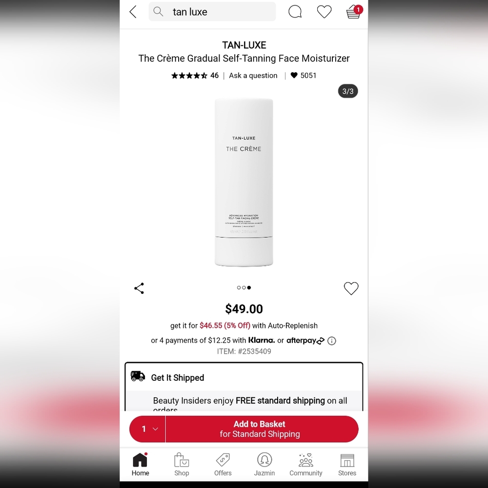 Tan Luxe The Creme self tanner facial cream
